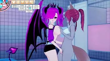 Reproducir Lude succubus vtuber projekt toga se divierte con la chica lobo laura